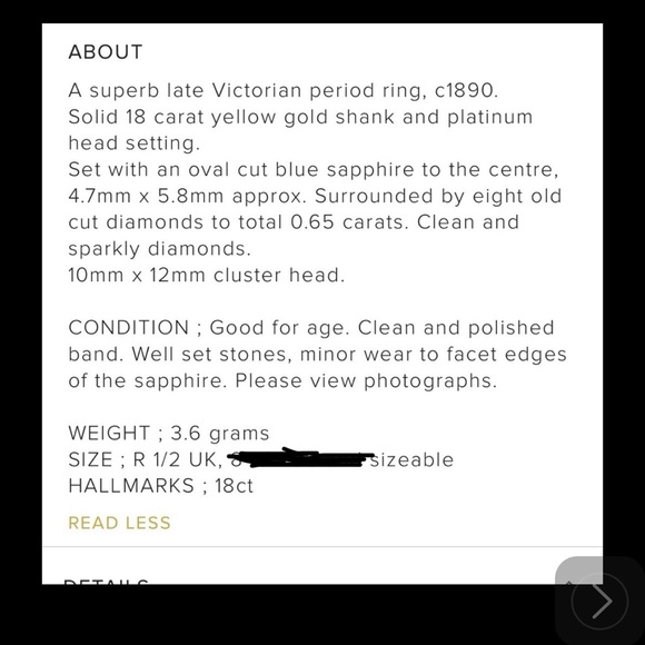 ‼️SALE‼️Authentic Antique Sapphire & Diamond Ring, Platinum & 18K Gold - Picture 9 of 13